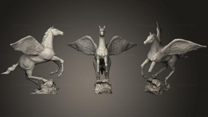 Статуэтки животных (Пегас без поддержки, STKJ_1517) 3D модель для ЧПУ станка